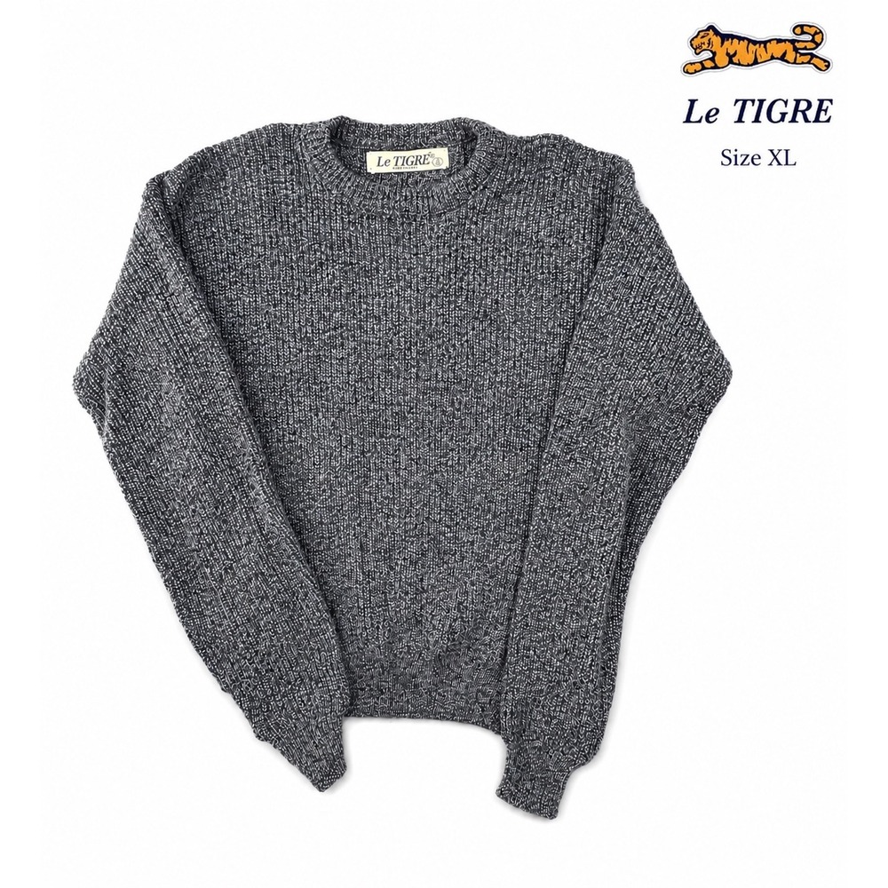 Le Tigre Women's Vintage Marled Knit Sweater Size XL 20 Gray Crewneck 90s Grunge